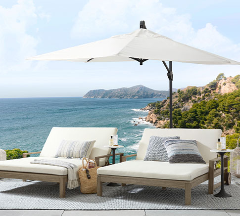 Outdoor Chaises Daybeds Indio Wood Double Lounge Pottery Barn