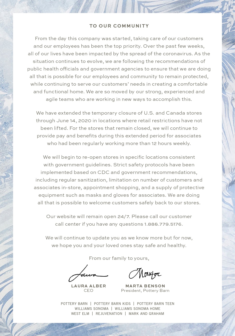 To Our Community