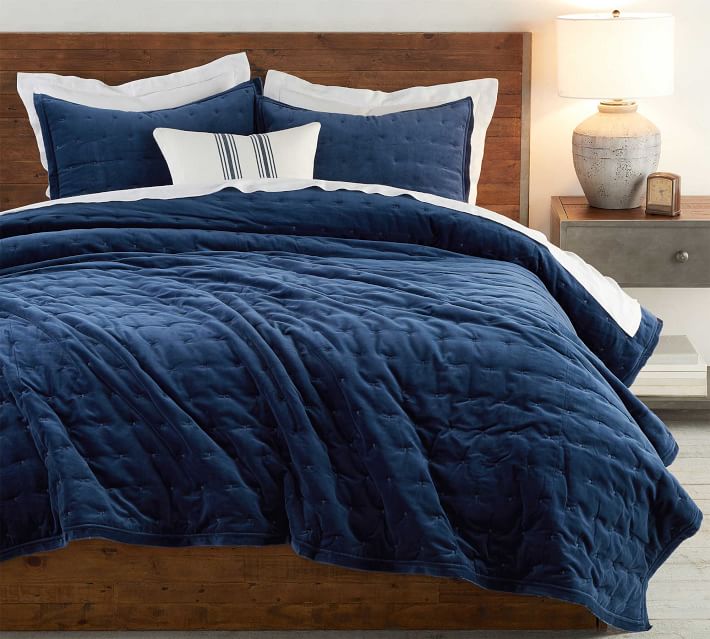 blue velvet quilt king size