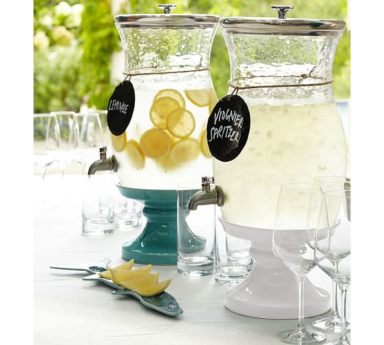 glass drink dispenser with tap target
