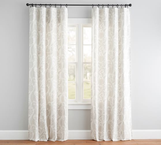 Maris Print Cotton Rod Pocket Curtain Set Of 2 Pottery Barn Maris Print Cotton Rod Pocket Curtain
