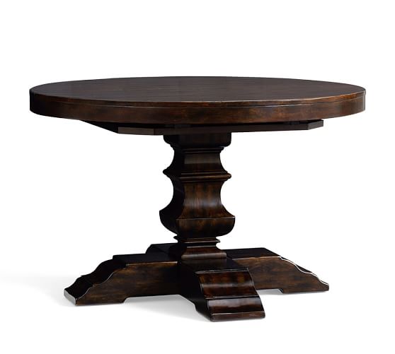 Banks Round Pedestal Extending Dining Table Gray Wash Pottery Barn