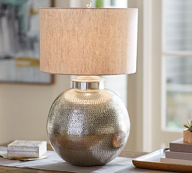 Nori Hammered Table Lamp Base - Antique Silver | Pottery Barn