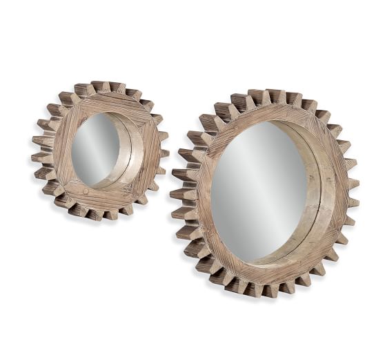 Wood Gear Wall Mirror Set Of 2 Pottery Barn - Wooden Gear Wall Art Wood Gear Wall Mirror Set Of 2 Pottery Barn - Wooden Gear Wall Art