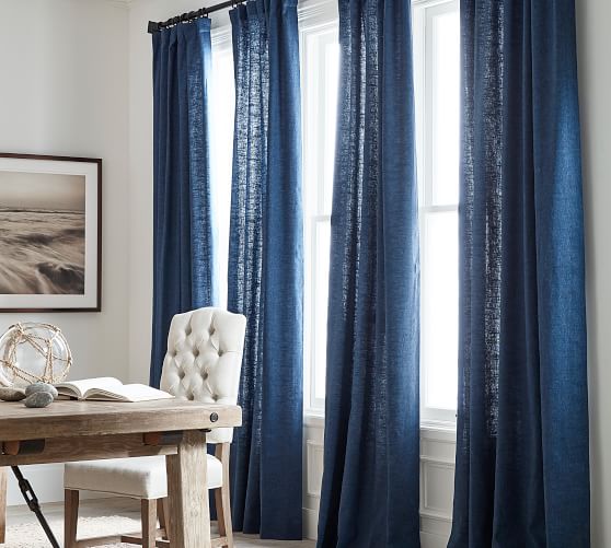 Emery Linen Cotton Rod Pocket Curtain Blue Dawn Pottery Barn Emery Linen Cotton Rod Pocket Curtain