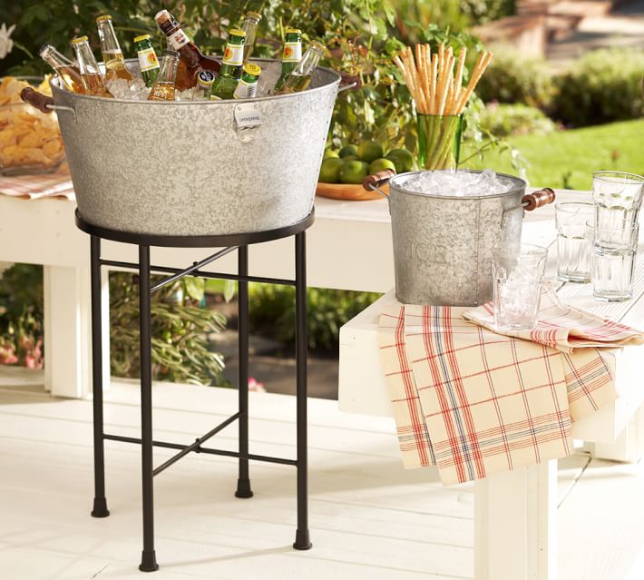 Galvanized Metal Party Bucket & Stand Pottery Barn