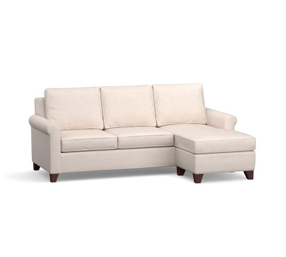 Cameron Roll Arm Upholstered Sofa With Reversible Chaise Sectional Pottery Barn