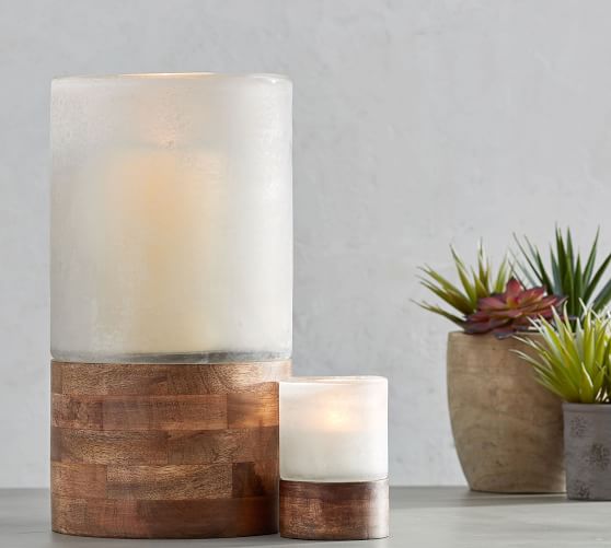 Handcrafted Wood \u0026 Frosted Glass Candle 