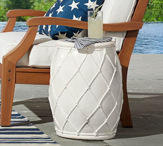 Net Ceramic Outdoor Side Table Pottery Barn