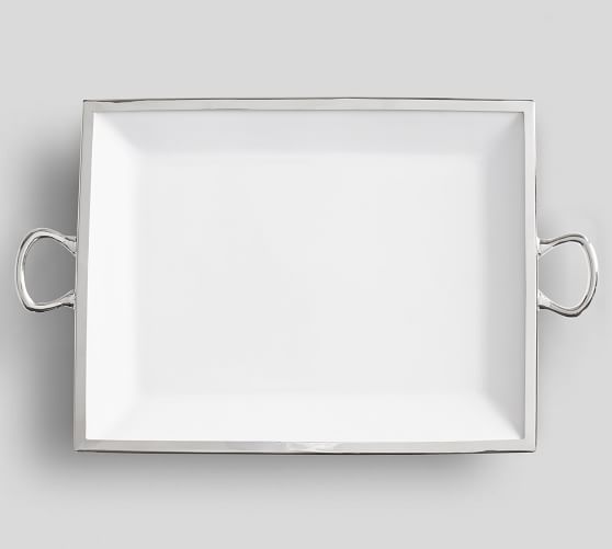 white serving tray with handles