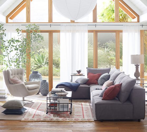 Wells Upholstered Swivel Chair Pottery Barn