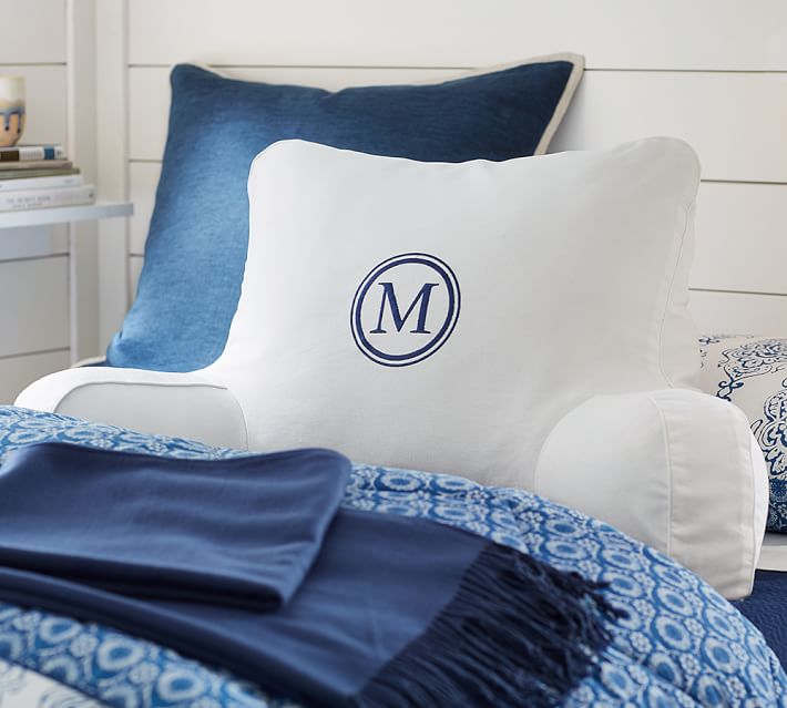 monogrammed bed rest pillow