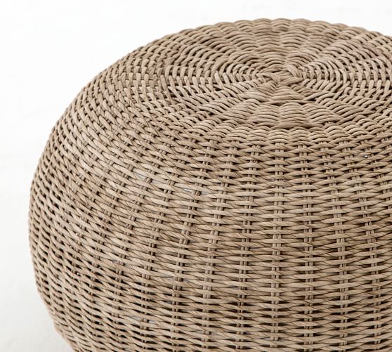 Annette Rattan Accent Stool Pottery Barn
