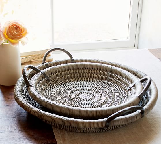 wicker tray with handles