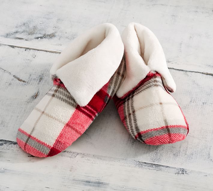 red plaid booties
