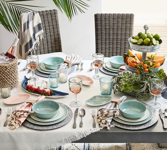 12 Piece Cabana Melamine Dinnerware Set Pottery Barn