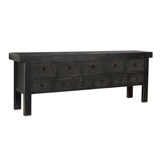 long wood console table