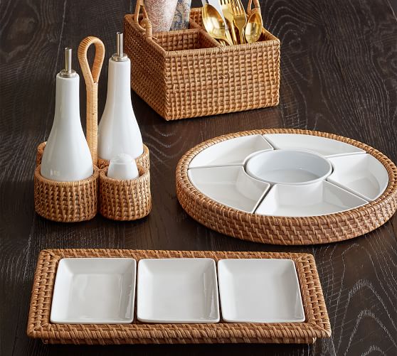 rattan serving tray