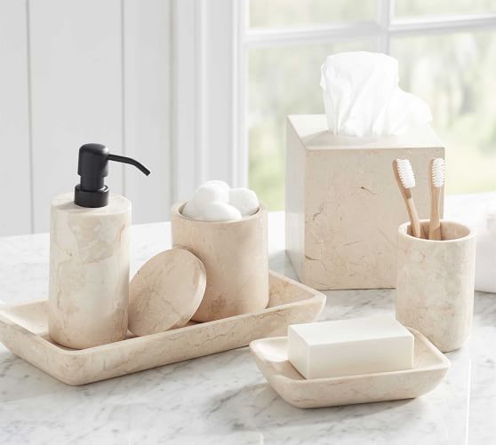 Silas Marble Bathroom Accessories Set Pottery Barn