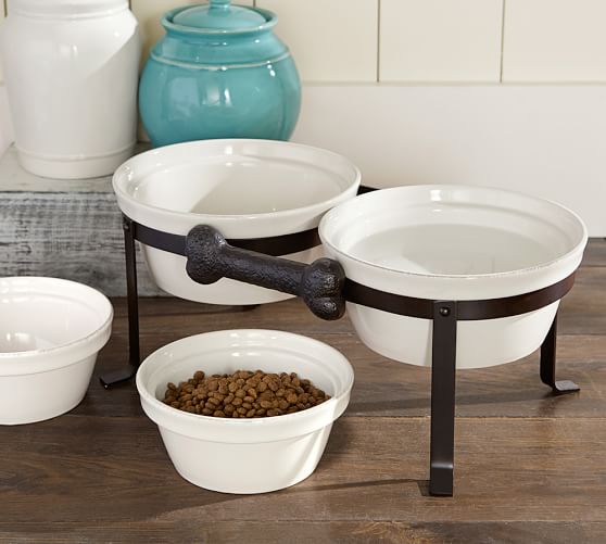 ceramic dog bowl set with stand