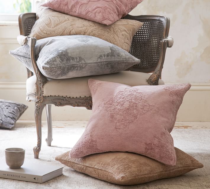 Maddie Textured Pillow Cover Smoke Pottery Barn