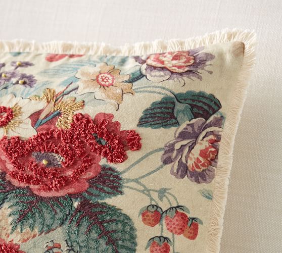 Elia Floral Embroidered Decorative Pillow Cover Pottery Barn