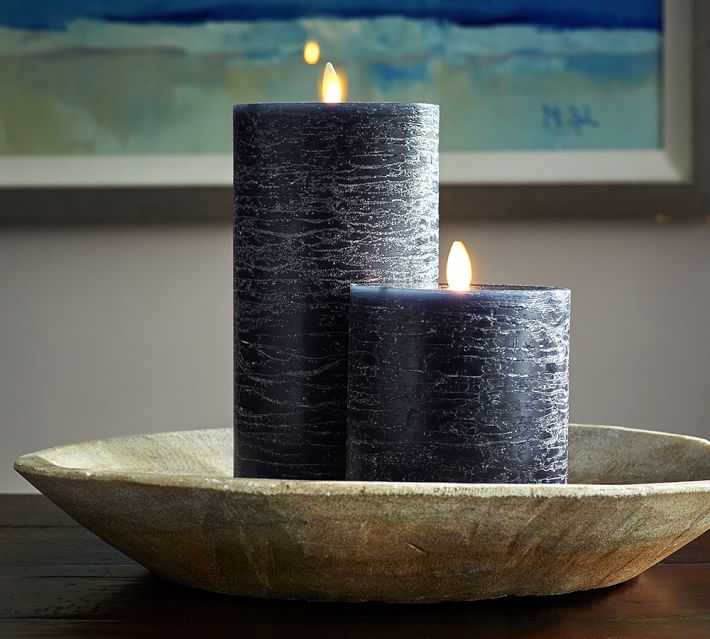 navy pillar candles