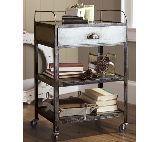 Metal 20 Rolling Cart Nightstand Pottery Barn