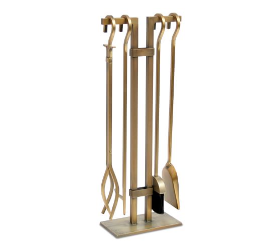 Sinclair Fireplace Tools Set Of 4 Brass Pottery Barn