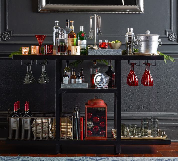 Hillary Mirrored Bar Bar Furniture Pottery Barn