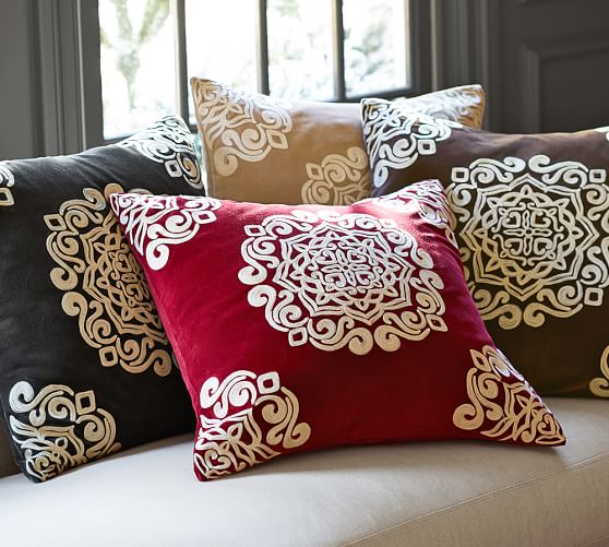 velvet embroidered cushions