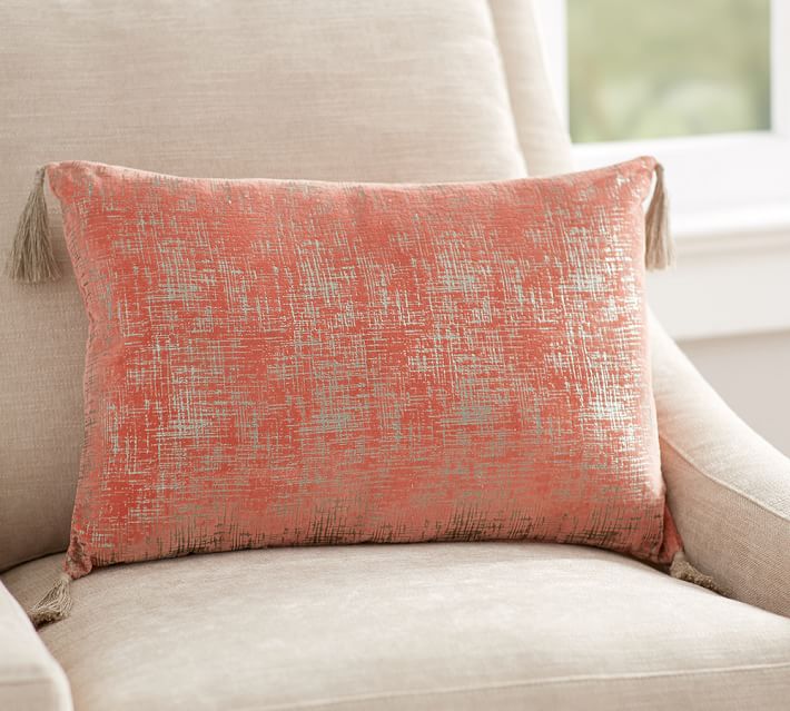 coral velvet pillow