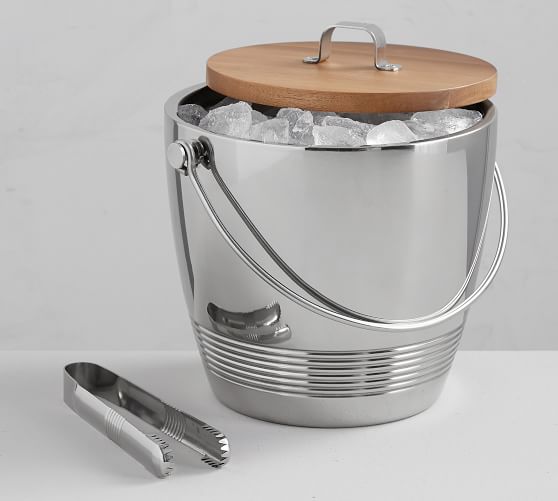 ice bucket with tongs in lid