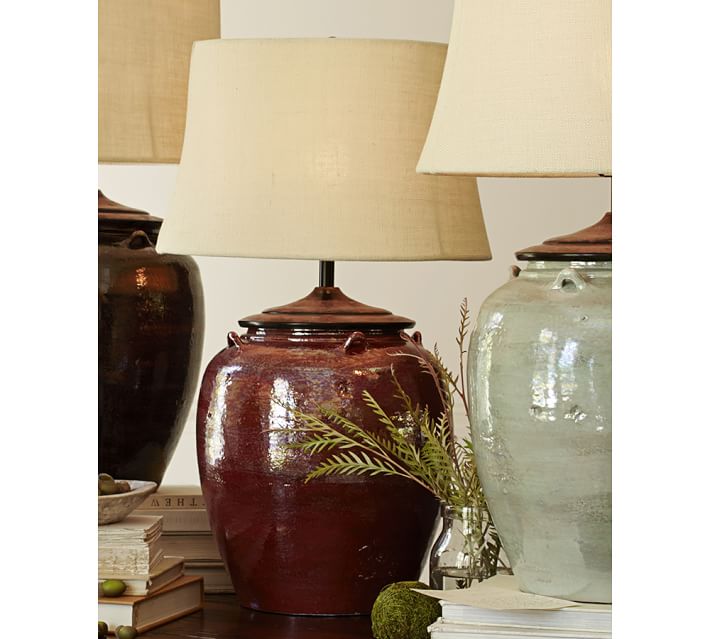 large red table lamp