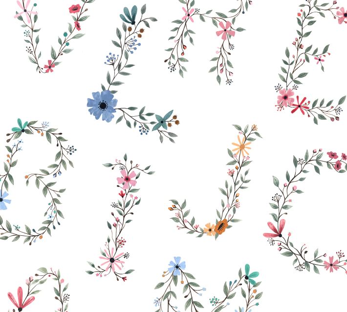 Floral Letter Wall Decal, N | Pottery Barn