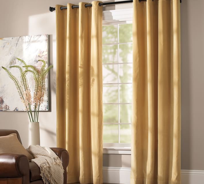 Velvet Twill Rod Pocket Curtain Pottery Barn
