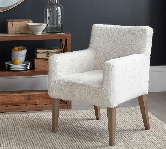 Classic Sherpa Slipcovered Dining Armchair Pottery Barn