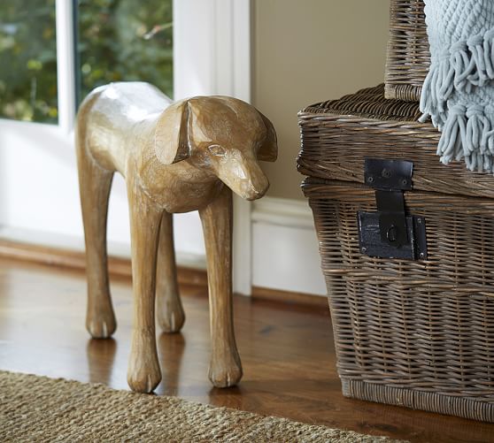 carved wooden dog