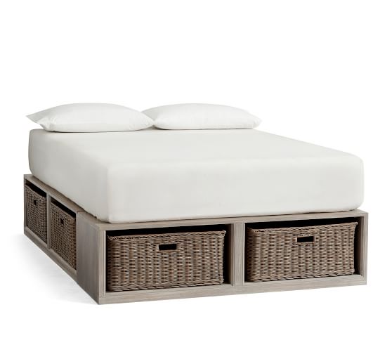 Stratton Storage Platform Bed With Baskets Wooden Beds Pottery Barn - Queen Size White Platform Bed With Drawers Stratton Storage Platform Bed With Baskets Wooden Beds Pottery Barn - Queen Size White Platform Bed With Drawers