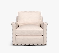 Wells Upholstered Swivel Armchair Pottery Barn