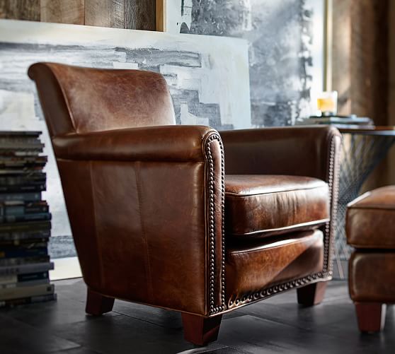 Irving Roll Arm Leather Armchair With Nailheads Pottery Barn - Pottery Barn Red Leather Armchair Irving Roll Arm Leather Armchair With Nailheads Pottery Barn - Pottery Barn Red Leather Armchair