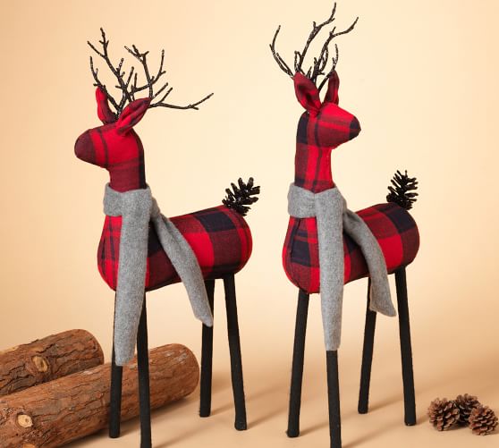 plaid stuffed reindeer