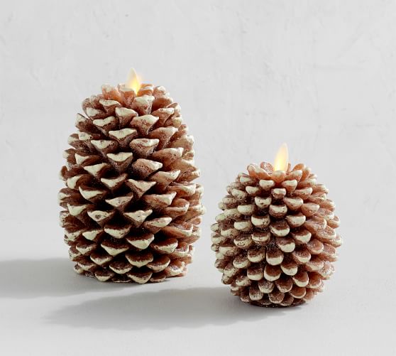 Premium Flickering Flameless Wax Pinecone Candles Pottery Barn