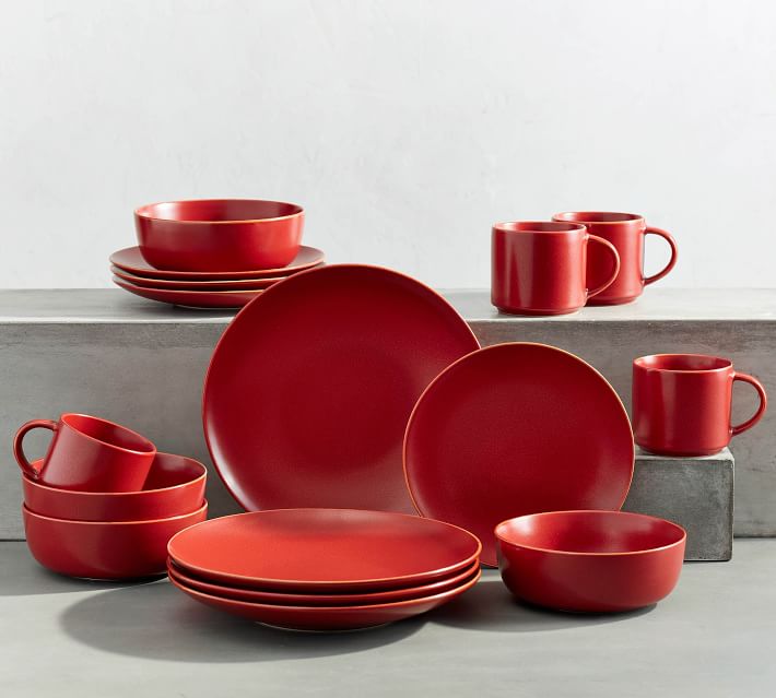 Mason Stoneware 16Piece Dinnerware Set Red Pottery Barn