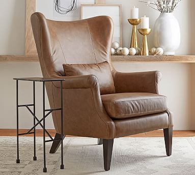 Champlain Wingback Leather Chair | Pottery Barn