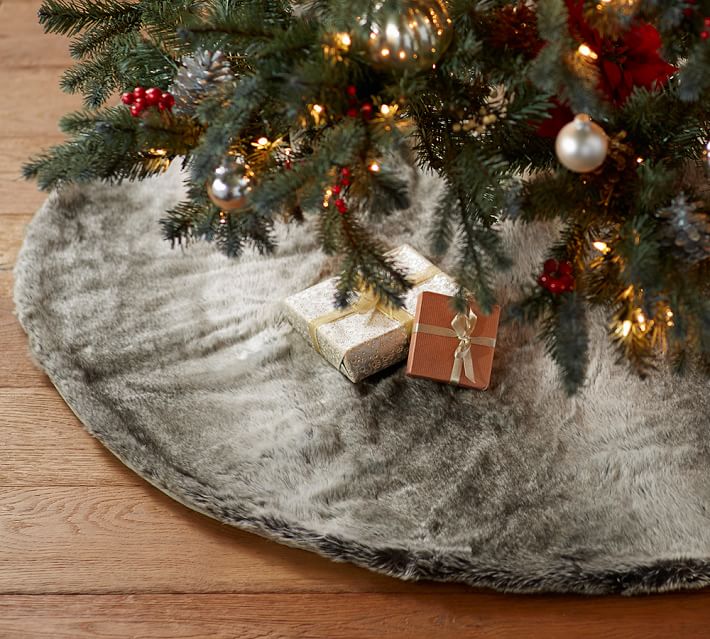 Grey Ombre Faux Fur Treeskirt Pottery Barn