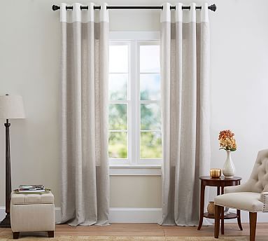 Emery Linen/Cotton Rod Pocket Blackout Curtain - Gray | Pottery Barn