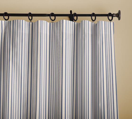 Antique Stripe Print Linen Cotton Rod Pocket Curtain Pottery Barn