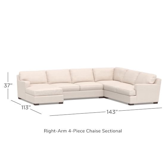 Townsend Square Arm Upholstered 4-Piece Chaise Sectional | Pottery Barn