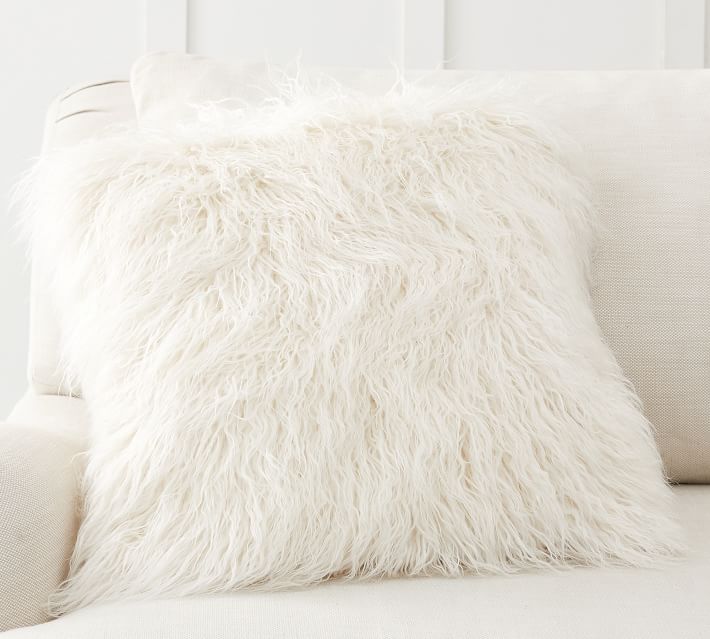 long faux fur pillow